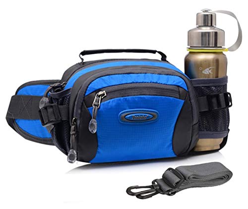 Selighting Waist Bag Packs Waterproof Hiking Fanny Pack with Water Bottle Holder for Men Women Outdoor Sports Walking Running Cycling (Blue, One Size)