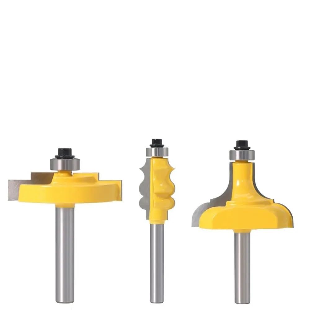 1 unidad de marco de imagen de vástago de 8mm/broca enrutadora de moldura-fresa de madera de recorte grande for herramientas eléctricas de corte de madera(3PCS)