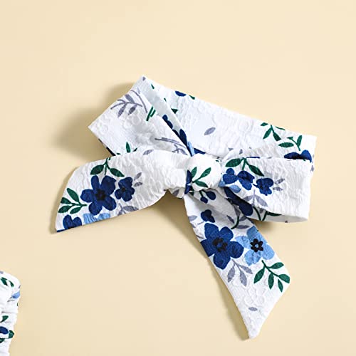 Newborn Baby Girl Strap Romper Floral Striped Print One Piece Bodysuit Shorts Jumpsuit Top Summer Outfits Clothes (E-Blue,3-6 Months) #TOP4