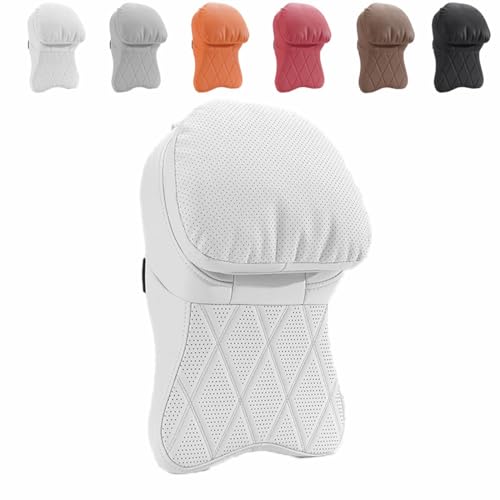 Genérico Reposacabezas de Coche de Piel sintética de Grado aeronáutico, Almohada de Espuma viscoelástica, suavidad y Soporte Cervical, cojín Cervical ergonómico para la mayoría de Coches. (Blanco)