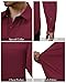 Alimens & Gentle Maroon Dress Shirt Men Stretch Wrinkle Free Long Sleeve Collared Formal Casual Button Down Shirt with Pocket