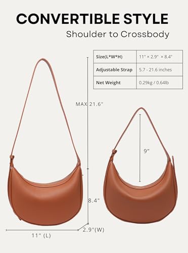 Shoulder Purses for Women Leather Crescent Handbag Mini Clutch Purse with Adjustable Strap Zipper Closure4