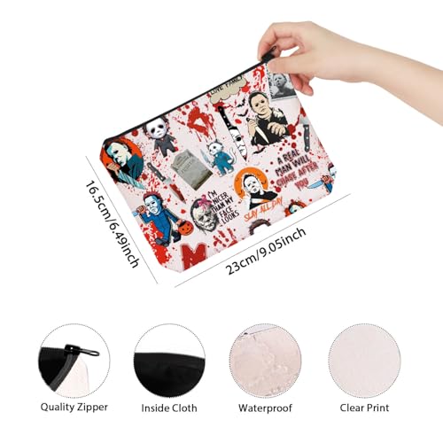 TSOTMO Horror Movie Horror Characters A Real Man Will Chase After You Makeup Bag Funny Halloween Scary Halloween Movie Gift (A Real Man bag)2