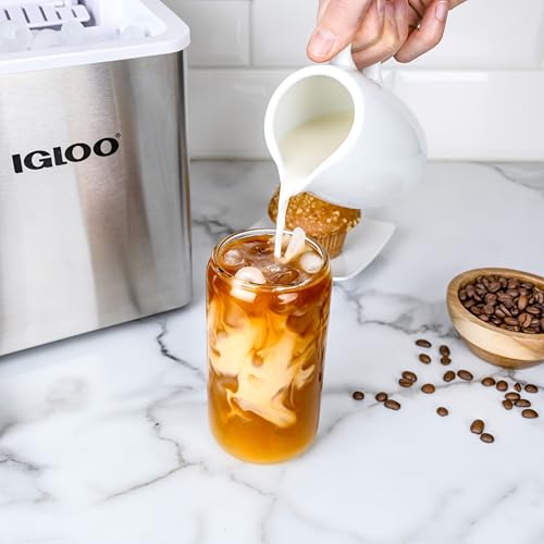 Igloo Handled Portable Ice Maker with Scoop- Ice Maker with LED Control Panel & 1 Quart Water Tank-Ice Cube Maker Produces 26 Lbs of Ice in 24 Hours with 9 Large or Small Cubes In 7 Minutes- Stainless - image 8