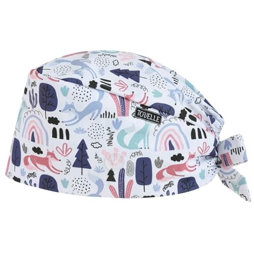 Image of Scrub Caps for Men and Women with Buttons, Classic Surgical Caps | Double-Sided Printed, Adjustable,Long Hours, Sweatbands, Fabric Help Reduce Static Buildup