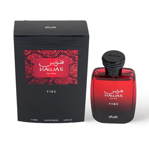 Image of RASASI Hawas Fire Eau De Parfum Spray 100ML(3.4 Oz) - Bold Long Lasting Arabian Perfume For Men With A Fiery Essence - Indulge In A Luxurious Perfume Men That Captures Masculine Elegance And Strength