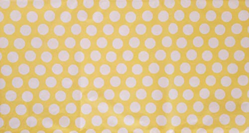 Mainstream Easter Polka Dots Vinyl Flannel Back Tablecloth (White On Yellow, 52" X 70" Oblong) #TOP2