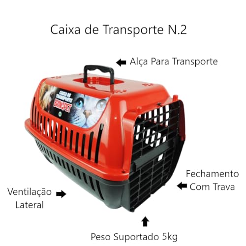 Genérico, Caixa Transporte Animais Viagem Passeio Pet Gato N2 Vermelho