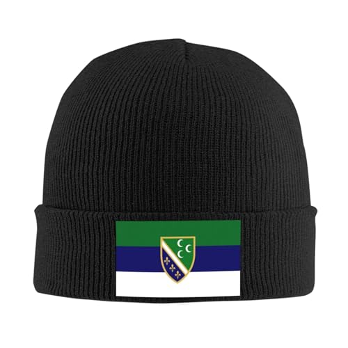 Sandzak Flag Cozy Winter Essential: Hand-Knitted Hat Ultimate Warmth Black