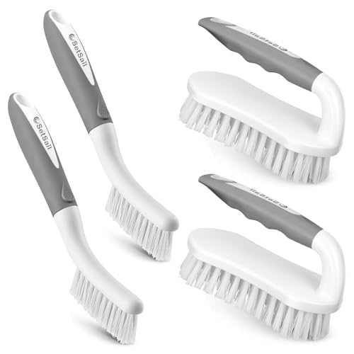 Image of SetSail Scrub Brush, Heavy-Duty Stiff Bristle Cleaning Scrubber, 4 Pack