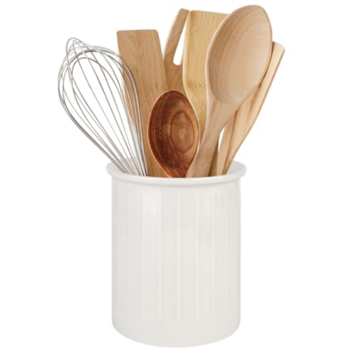 bssmmai Soporte de cerámica para utensilios de cocina, 13,4 x 11 cm, soporte para utensilios de cocina, soporte para cubiertos en relieve para cocina, almacenamiento de encimera, superficie esmaltada