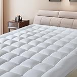 BaliChun Queen Size Mattress Pad Cotton Top Mattress Topper Fitted Quilted Mattress Cover Soft Breathable Pillow Top Cooling Mattress Protector Stretches up 8"-21" Deep Pocket (60×80 Inches, White)