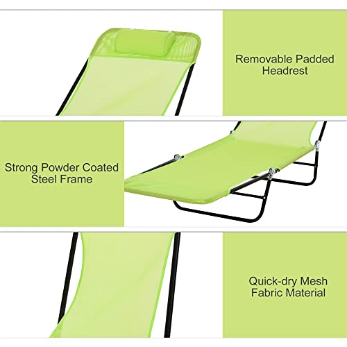 image for Outsunny Folding Chaise Lounge Chair, Pool Sun Tanning Chair, Outdoor 