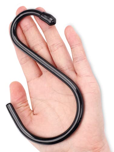 Antimbee 30 Pack Large S Hooks, 5.5 inch Vinyl Coated Heavy Duty S Hooks, S Hanger Closet Hook, Black Rubber S Hook for Hanging Plants, Garden Tools, Clothes, Jeans, Pot Pan