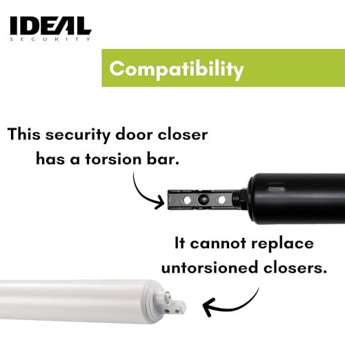 Ideal Security Model 8160 Heavy-Duty Pneumatic Storm Door Closer with Torsion Bar and Wind Chain, 10.5" L x 1.5" W, Adjustable Speed, Secure Closing, Black by Ideal Security - Image 3