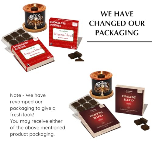 Aromafume Dragons Blood Incense Bricks (2 Trays x 9 Bricks) with Tree of Life Exotic Incense Diffuser | Ideal for Positive Vibe Generation, Meditation, Purification, Healing & Rituals