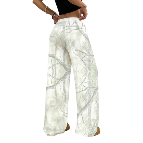 Image of Camo Pants Women Wide Leg Sweatpants Baggy Y2K Camoflage Pants Elastic Waisted Loose Casual Lounge Trousers Joggers