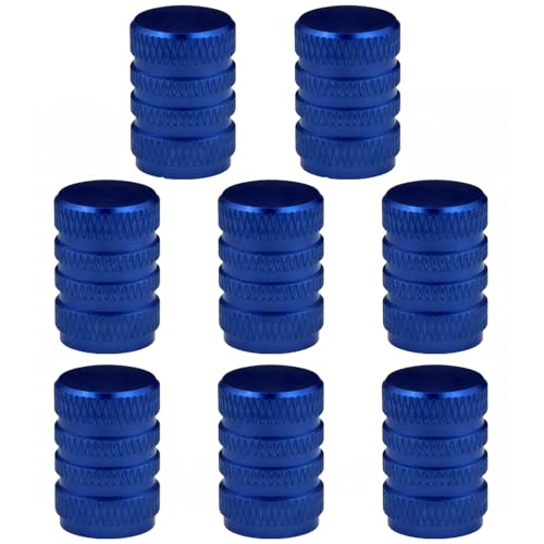 8 Pcs Tapones de válvula de aleación de Aluminio,Resistentes a la Corrosión, A Prueba de Fugas, Ajuste Universal, Tapas de Válvulas para Coche, Bicicleta, Moto(Azul Oscuro)