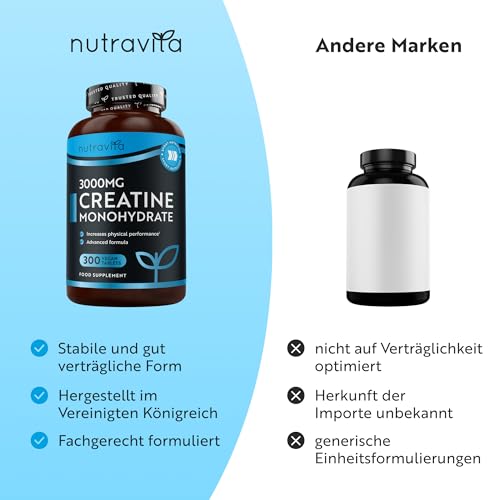 Nutravita Creatin Monohydrat 3000mg - 300 Kreatin Tabletten - 100 Tage – Ansicht 8