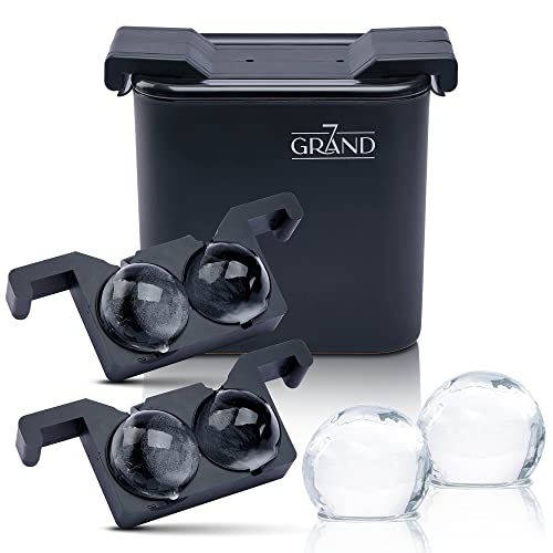 7Grand Premium Clear Ice Ball Maker - Crystal Clear Ice Mold 2.4 Inch - Whiskey Ice Ball Mold - Chilled Long Lasting Ice - Sphere Ice Ball Maker - Round Ice Cube Mold For Whiskey 2-Piece #TOP7