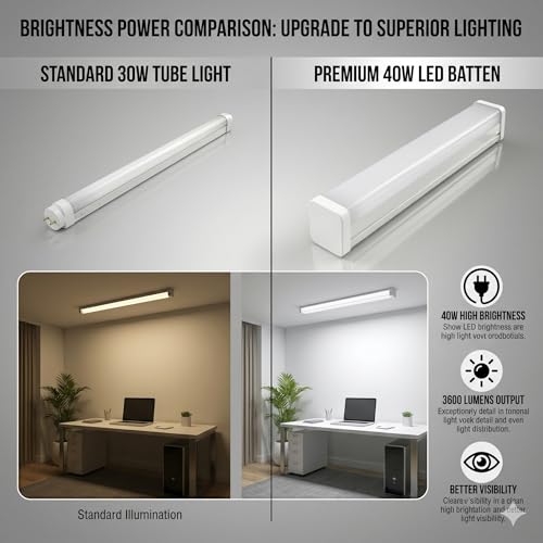 Image of LED Tube Light 4 Feet 40 Watt | LED Batten 4Ft Cool White 6500K | 4000 Lumens High Brightness | Energy-Efficient LED Tube Light for Home, Living Room, Bedroom, Office | (Warm White, 4FT, 40, Watts)