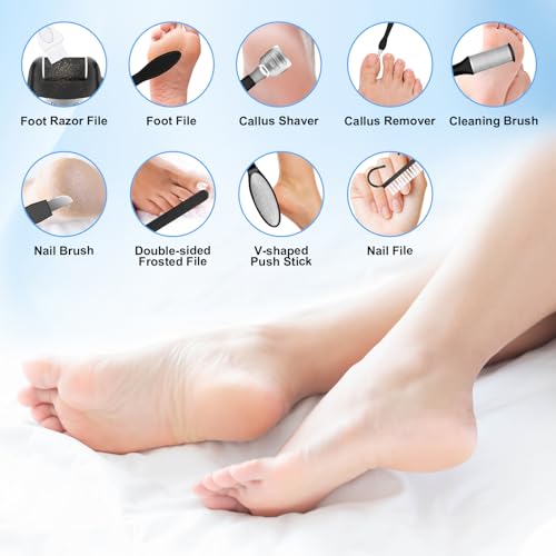 Banral Hornhautentferner Elektrisch, Professionelles Fußpflege-Set mit 3 Ersatzrollen, 2 Geschwindigkeiten Pediküre Gerät zum Entfernen der Hornhaut (Schwarz)