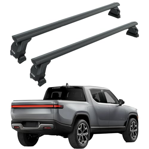 TOROS Roof Rack, Bed Rack,Cross Bars for Rivian R1T 2022-Up, Aluminum Bars, 330 LB Load Capacity, Anti Theft, Metal Brackets,Heavy Duty(Black, Bed Rack)