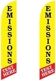 Twin Pack Full Sleeve Swooper Flags EMISSIONS TEST HERE Yellow Red Black