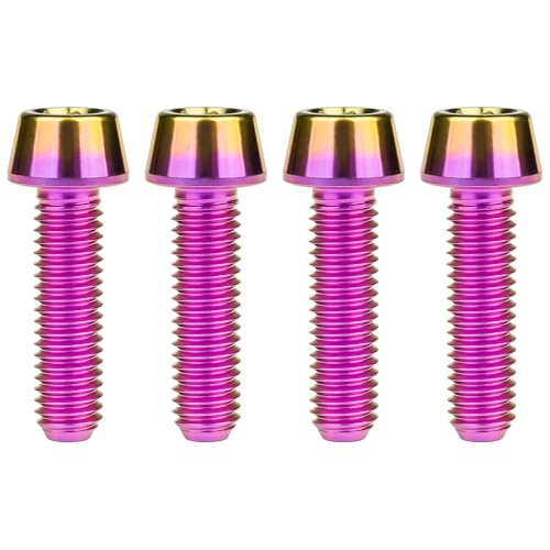Image of Titanium Ti Bolt M5x9 16 18 20 25 30 35 40 45 50 55 60mm Tapered Head Screws Pack of 4 (M5x18mm, Purple Gold)