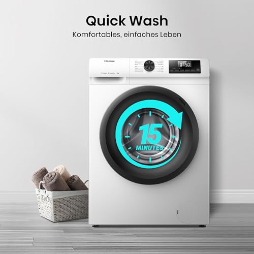 Hisense WF1Q9041BW Waschmaschine mit Dampffunktion / 9KG / 1400 U/Min /15 Programme/Anti-Allergie Programm/Baby-Wäsche/AutoWash/QuickWash 15 min/Daunen/Eco 40-60 °C/Power 49' / EEK: A/Weiß – Bild 14
