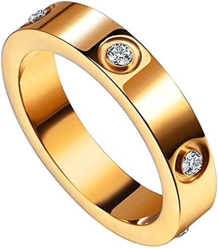 Gleamart Love Friendship Ring Stainless Steel Love Ring with Cubic Zirconia