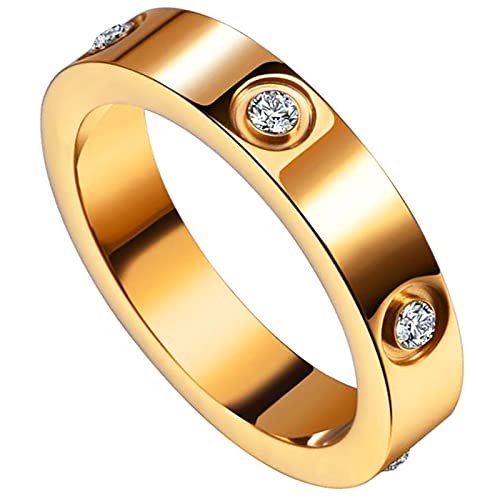 Gleamart Anillo de la Amistad de Acero Inoxidable con circonita cúbica para Mujer, Acero Inoxidable, Acero Inoxidable