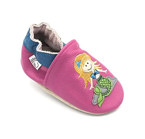  LEPEPPE - Scarpine in Morbida Pelle Prima Infanzia - Pantofole Bambino - suola in pelle antiscivolo - Babbucce - Scarpette fino al 32/33 - Nuova Sirenetta (20/21, medium)