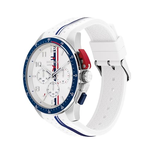 Tommy Hilfiger Chronograph Quartz Watch for Men with White Silicone Bracelet - 1792167