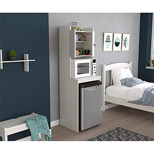 Inval Engineered Wood Mini Refrigerator/Microwave Storage Cabinet, Washed Oak #TOP3