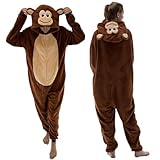 AILMQYJL Snug Fit Unisex Adult Onesie Pajamas, Flannel Monkey Cosplay One Piece Halloween Costume hooded Sleepwear Homewear