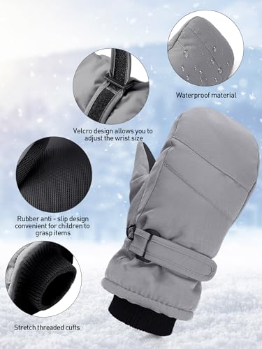 Image of Geyoga 4 Pairs Kids Mittens Waterproof Ski Gloves Boys Girl Warm Snow Winter Mittens for Kids Toddler Outdoor Activities