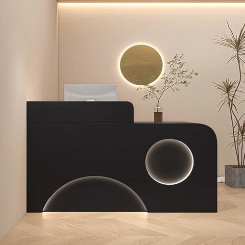 Tresen Empfangstheke Empfangstresen Rezeptionstheken Mit AbschließBaren Schubladen Und SchräNken Empfangstheken für Firmenhallen Hotelrezeptionen BekleidungsgeschäFten(Black-R,100*55*100CM)