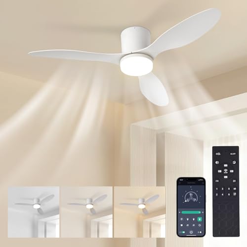 HaoDrisk Ventilador de Techo con Luz 100cm - Ventilador Silencioso LED Regulable con App&Mando a Distancia 3 color&6 Velocidades con Temporizador Motor Silencioso Rreversible