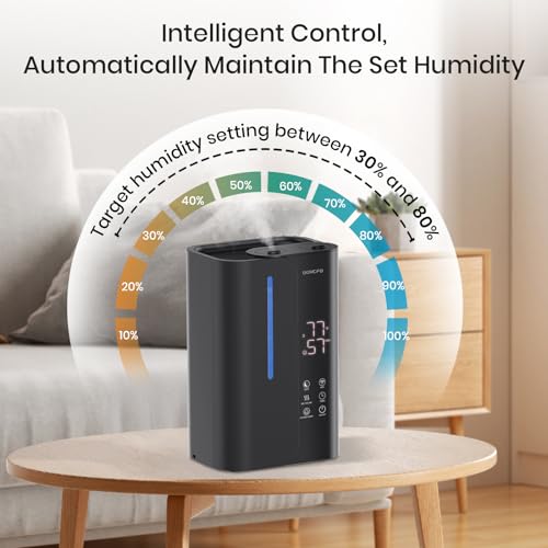 OGACFO 5L Cool Mist Humidifiers for Bedroom Large Room, Top Fill Ultrasonic Smart Air Humidifier for Baby & Plants with Essential Oil Diffuser, 50H Runtime 28 dB Quiet Baby Humidifier