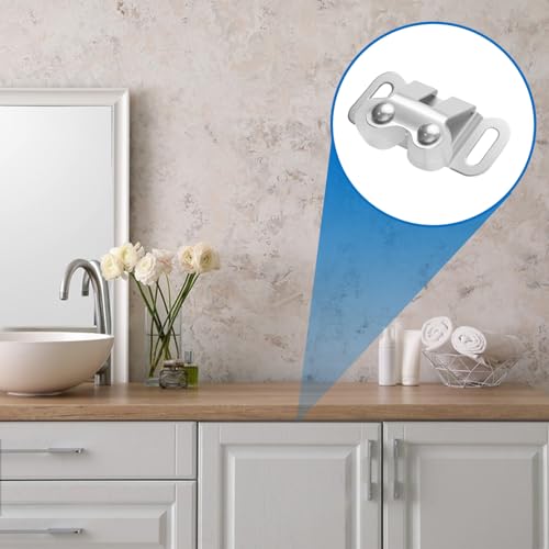INCREWAY 20 Sets Cabinet Latch Double Roller Catch Hardware para Puertas de Gabinete de Cocina y Clósets, color Plateado miniatura 6