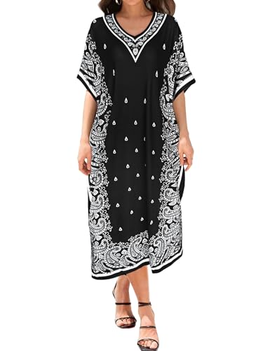 Bloggerlove Women's Caftan Nightgown with Pockets, Long House Dress