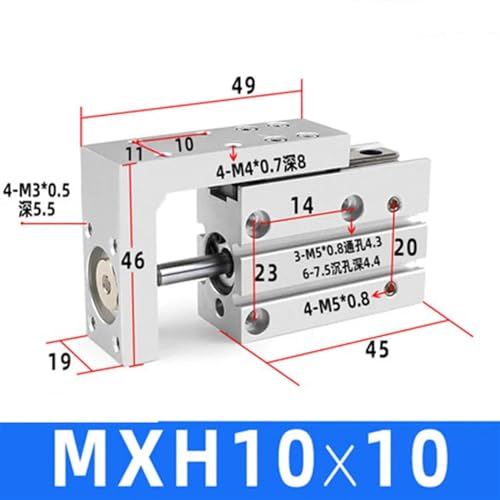 Vérin pneumatique MXH10-10 pour table coulissante compacte - 3