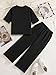LuxyBear Girls 2 Piece Outfits Fashion Tracksuits 3/4 Sleeve Sweatshirts and Loose Casual Pants with Pockets Sets Black 9-10 Years