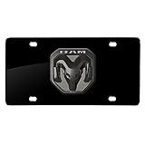 iPick Image for RAM 2019 New Logo Matt-Look Laser Mark Black Acrylic License Plate for Decorative