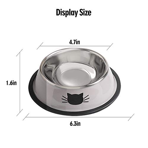 Cat Bowls For Food And Water,2Pcs Rapsrk Non-Slip Stainless Steel Small Cat Food Bowls 8 Oz Pet Bowl With Removable Rubber Base Cat Dog Bowl,Stackable Cat Puppy Dishes Cat Bowls With Cute Cat Painted #TOP2