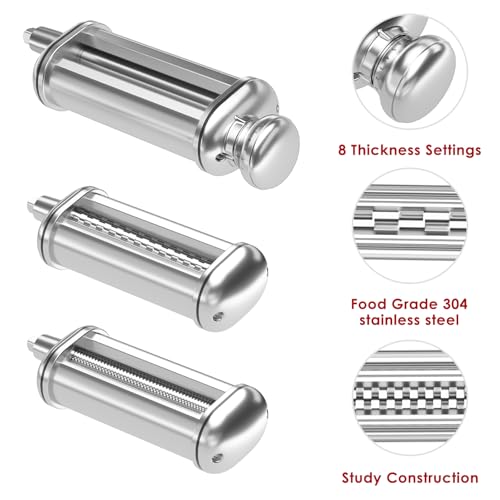 Pasta Maker Attachment for All Kitchenaid Stand Mixers, 3 PCS Kitchen Aid Pasta Attachments Included Pasta Dough Roller, Fettuccine Cutter, Spaghetti Cutter and Cleaning Brush by NEWSETS - Image 7