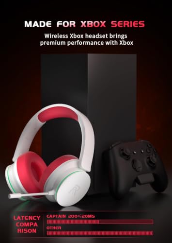 Image of RYR Wireless Gaming Headset for Xbox Series X|S, Xbox One, White-Red