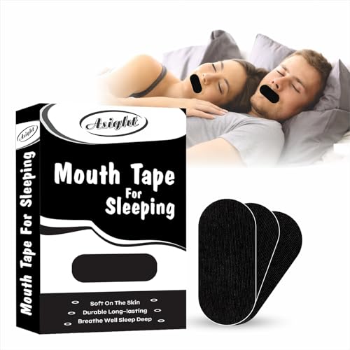 Asight Mouth Tape| Snoring Aids for Women & Men| Mouth Tape for Sleeping | Sleep Aid to Improve Nasal Breathing| Sleep Tape| 30 Hypoallergenic Anti Snoring Strips (Black)