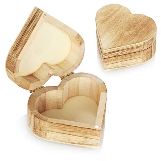 com-four® 2x Caja de madera en forma de corazón - Caja pequeña de madera con tapa - Joyero decorativo - Caja de madera (2 piezas - corazón)